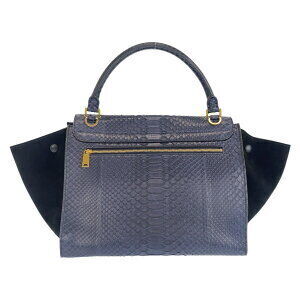 Celine leather python handbag bag shoulder blue Trapeze
